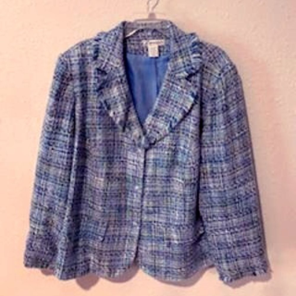 Dress Barn Blue Blazer with Fringe